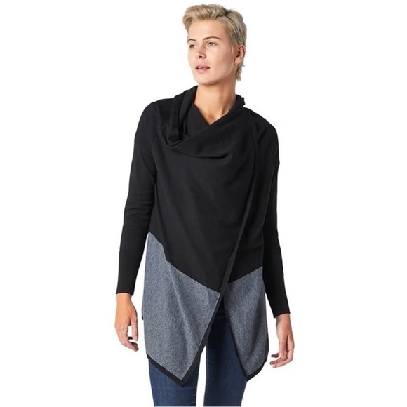 Smartwool Edgewood Wrap Sweater Black Grey Small NWT - Picture 1 of 8